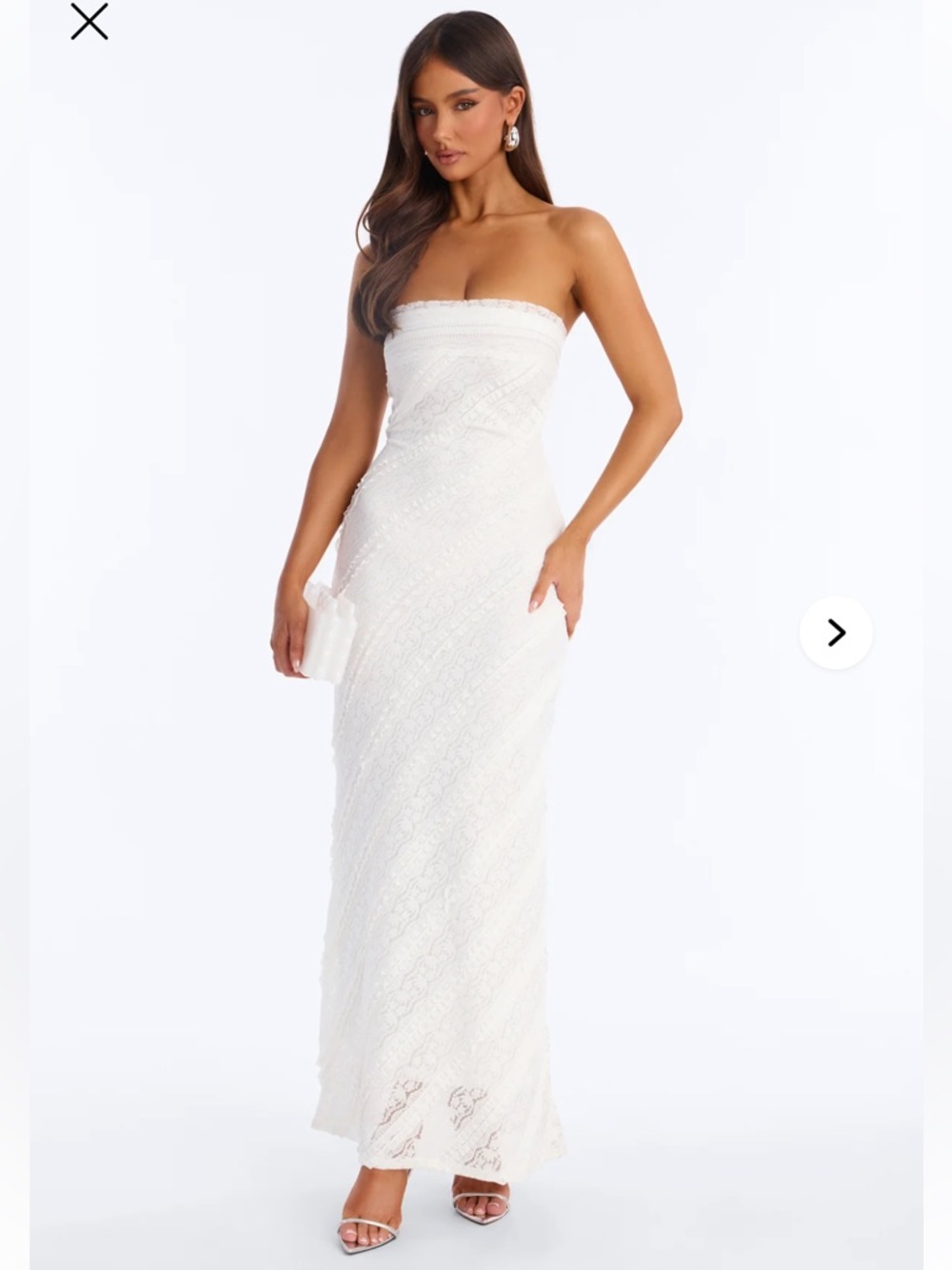Fashion Nova White Strapless Lace Maxi Dress